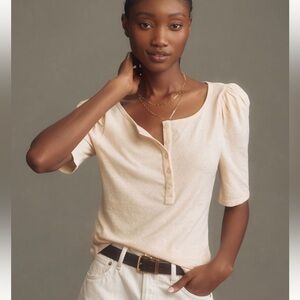 Anthropologie Puff Sleeve Henley